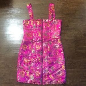 Pink satin mini dress Asian